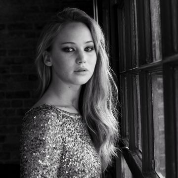 Jennifer Lawrence, 5K, Monochrome, American actress, Black and White