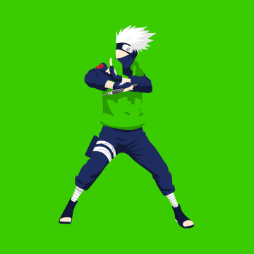 Kakashi Hatake, Naruto, Minimal art, Green background, 5K, 8K