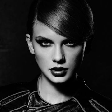 Taylor Swift, Monochrome, Dark background, 5K, 8K, Black and White