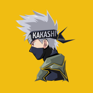 Kakashi Hatake, Illustration, Naruto, Minimal art, Yellow background, 5K, 8K