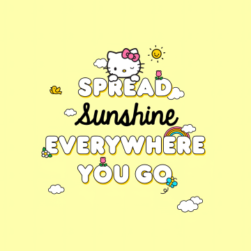 Spread sunshine, Hello Kitty background, Yellow background, Hello kitty quotes, Sanrio