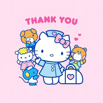 Thank You, Hello Kitty background, Pink background, Sanrio