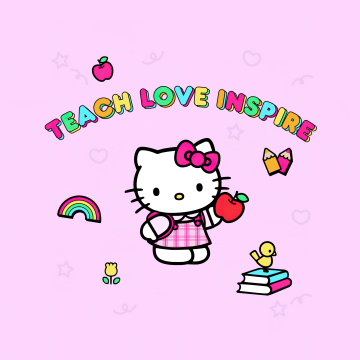 Teach Love Inspire, Hello kitty quotes, Pink background, Girly backgrounds, Hello Kitty background, Sanrio