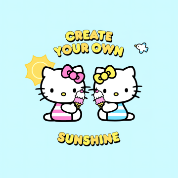 Create your own Sunshine, Cute hello kitties, Cyan background, Hello Kitty background, Sanrio