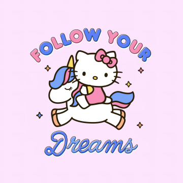 Follow your Dreams, Hello Kitty background, Magenta background, Unicorn, Sanrio