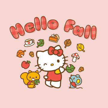 Hello Fall, Hello Kitty background, Pastel pink, 5K