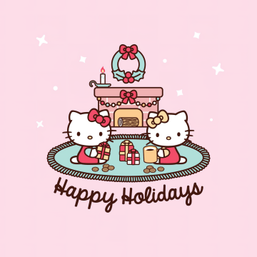 Happy holidays, Hello Kitty background, Christmas background, Christmas gifts, Sanrio