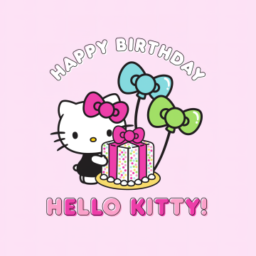 Happy Birthday, Hello Kitty, Pink background, Sanrio