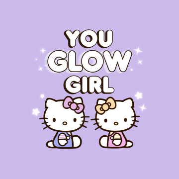 You glow girl, Cute hello kitties, Purple background, Hello Kitty background, Girly backgrounds, Sanrio