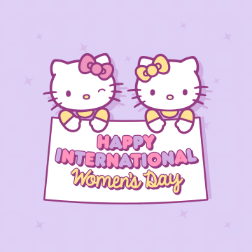 Happy Siblings Day, Cute hello kitties, Purple background, Hello Kitty background, Sanrio