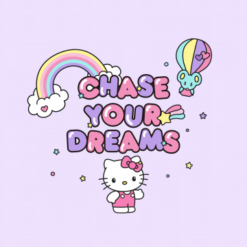 Chase your dreams, Hello Kitty background, Pink abstract, Sanrio