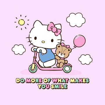 Smile, Happy things, Pink background, Hello Kitty, Sanrio