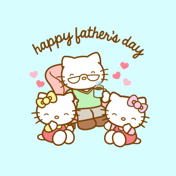 Happy Fathers Day, Cute hello kitties, Cyan background, Hello Kitty background, Sanrio