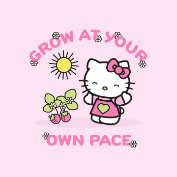 Grow at your pace, Hello kitty quotes, Pink background, Hello Kitty background, Sanrio