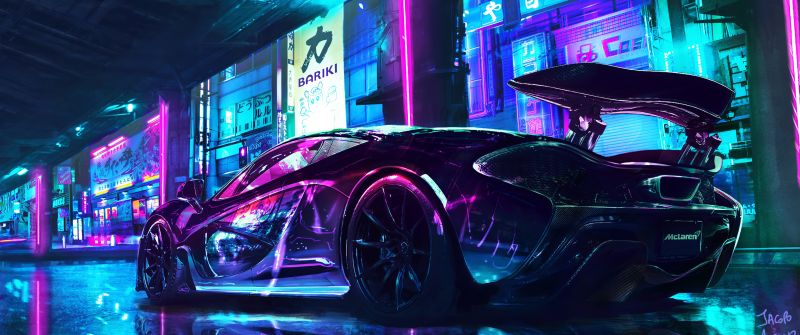 Cyberpunk, McLaren, Supercars, Neon art