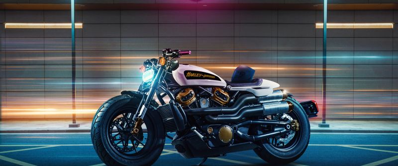Harley-Davidson Sportster S, Neon background, Night lights