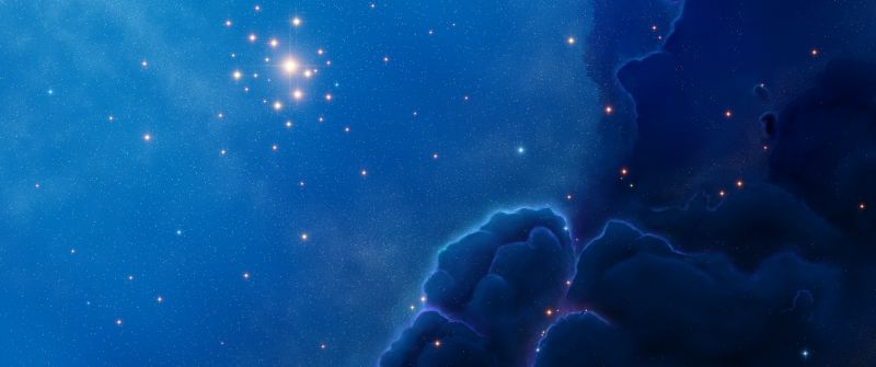 Nebula, Constellation, Night sky, Stars in sky, Blue background