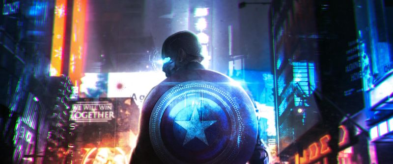 Cyberpunk 2077, Captain America, Neon, Concept Art