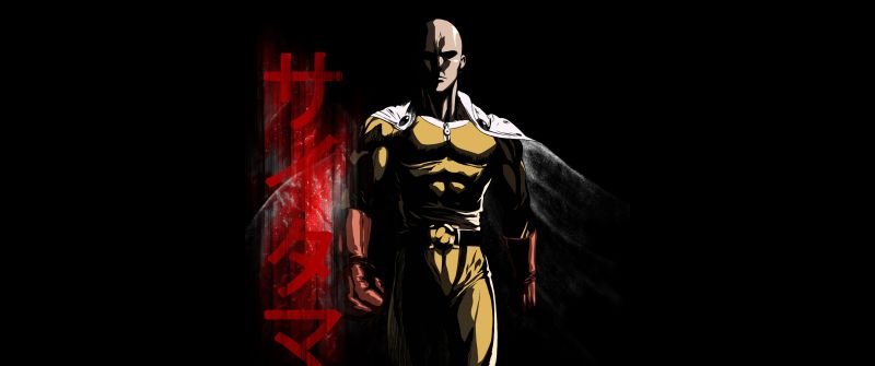 Saitama, Fan Art, One Punch Man, Black background