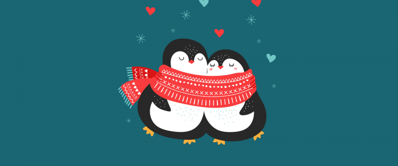 Cute couple, Penguin couple, Cute Christmas, Love hearts, Kawaii couple