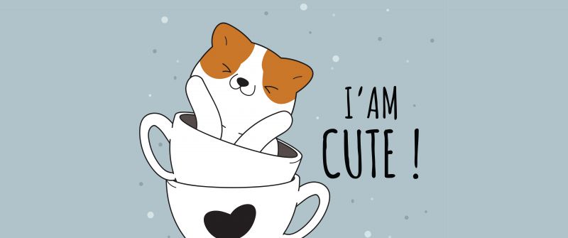 I am Cute, Cute puppy, Kawaii dog, Adorable, 5K, 8K, Cartoon