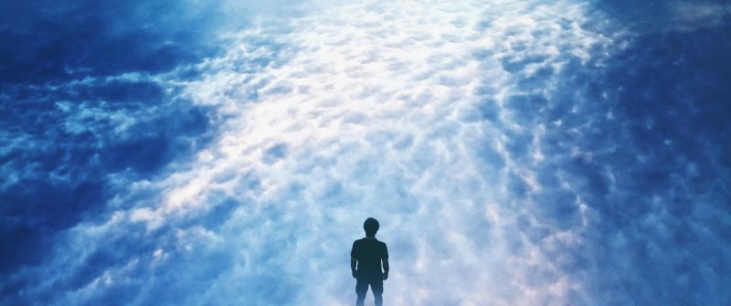 Above clouds, Surreal, Starry sky, Standing, Dream, Alone