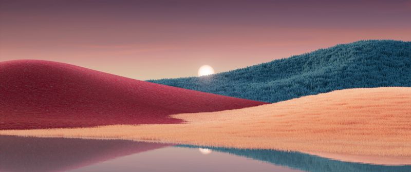 Landscape, Windows 11, Sunset, Colorful background, Scenic