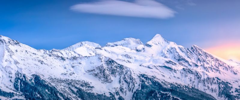 Kleine Scheidegg, Mountains, Winter, Mountain range, Glacier, Sunrise, Ice, Peak, Switzerland, 5K, 8K