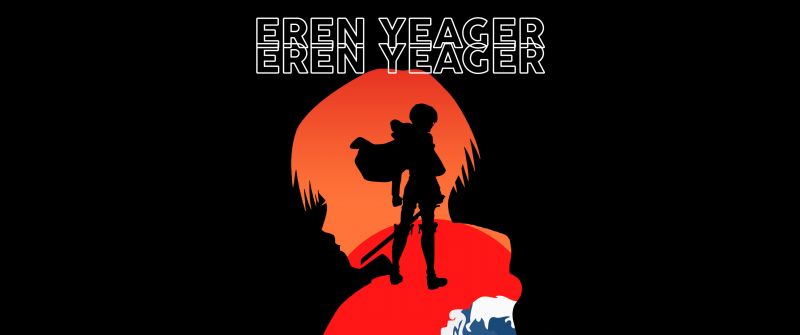 Eren Yeager, Black background, Attack on Titan, 5K, AMOLED, Shingeki no Kyojin