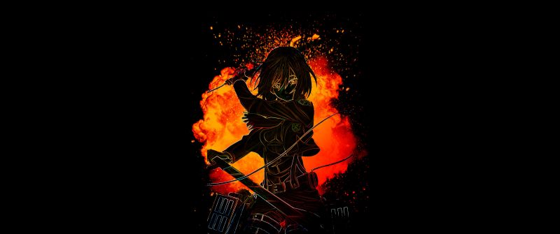 Mikasa Ackerman, Attack on Titan, AMOLED, 5K, AOT