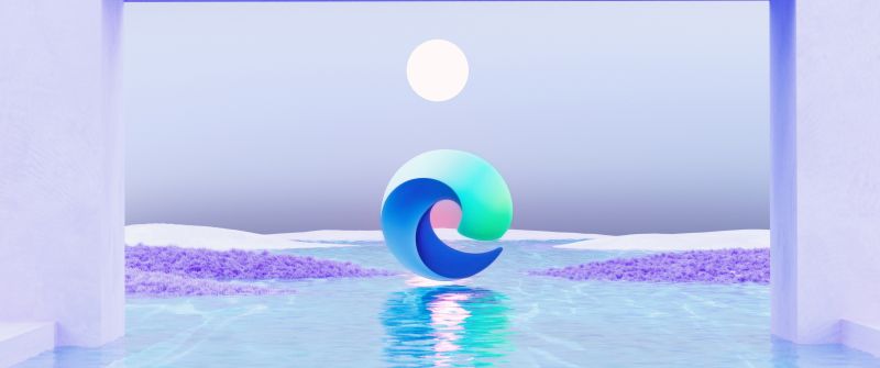 Microsoft Edge, Moon, Landscape, Surreal