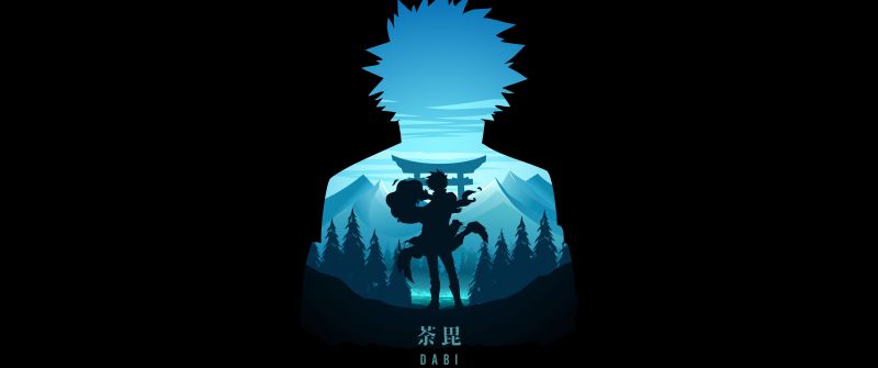 Dabi, Illustration, My Hero Academia, Black background, 5K, AMOLED