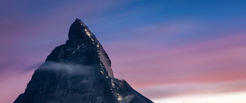 Matterhorn, Mountain, Dusk, Peak, Sunrise, Switzerland, 5K, 8K