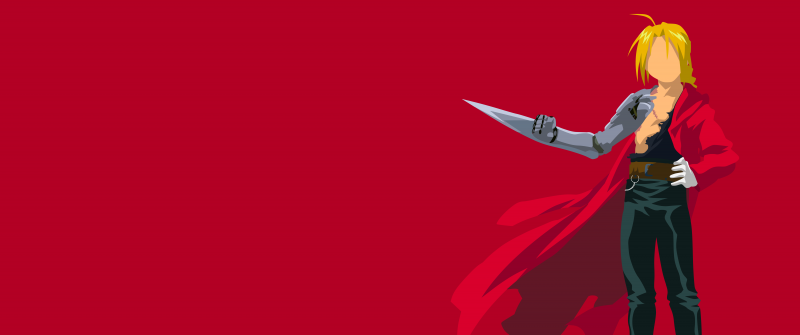 Edward Elric, Red background, Fullmetal Alchemist: Brotherhood, 5K, Minimalist, 8K, Simple