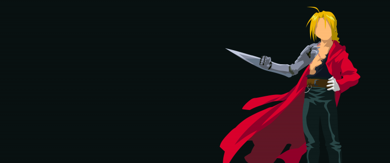 Edward Elric, Fullmetal Alchemist: Brotherhood, Dark background, 5K, 8K, Minimalist, Simple