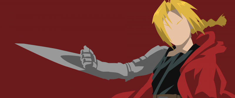 Fullmetal Alchemist: Brotherhood, Edward Elric, Red background, Minimalist, Faceless