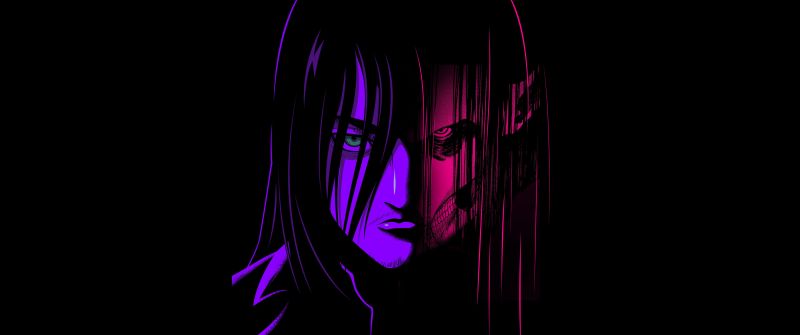 Eren Yeager, Neon art, Aesthetic anime, Attack on Titan, 5K, Shingeki no Kyojin, Black background