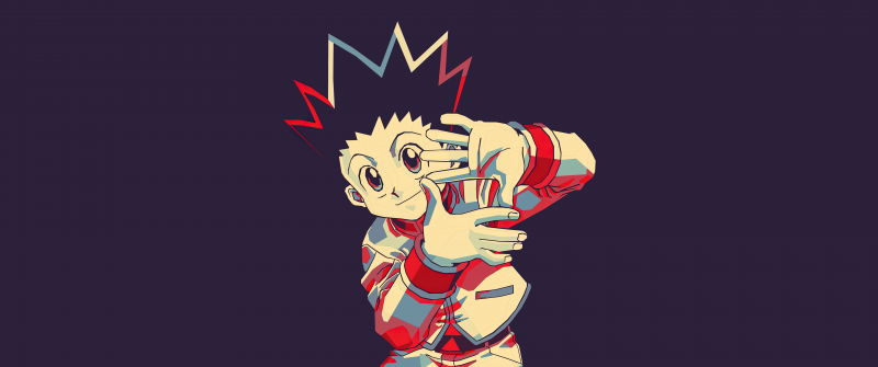 Gon Freecss, Minimalist, Hunter x Hunter, Dark background, Cute anime, 5K, 8K, Simple