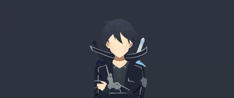 Kirito (Kirigaya Kazuto), Minimalist, Sword Art Online, SAO, Faceless, Dark background, Simple