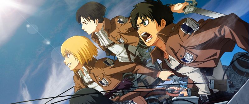 Attack on Titan, Anime series, Levi Ackerman, Mikasa Ackerman, Eren Yeager, Armin Arlert, Shingeki no Kyojin