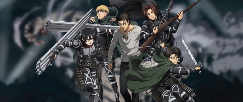 Attack on Titan, Shingeki no Kyojin, Eren Yeager, Armin Arlert, Levi Ackerman, Mikasa Ackerman