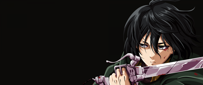 Mikasa Ackerman, Artwork, Attack on Titan, Dark background