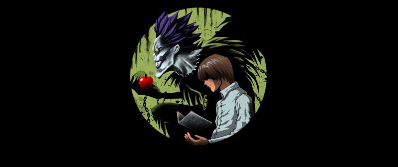 Light Yagami, Death Note, 5K, Black background