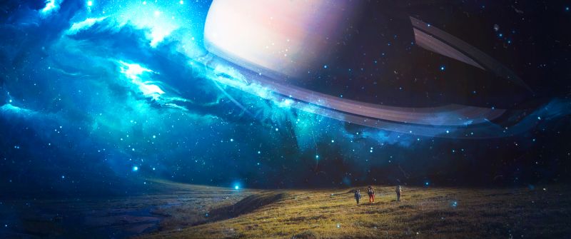 Exploring, Saturn, Planet, Surreal, Time travel