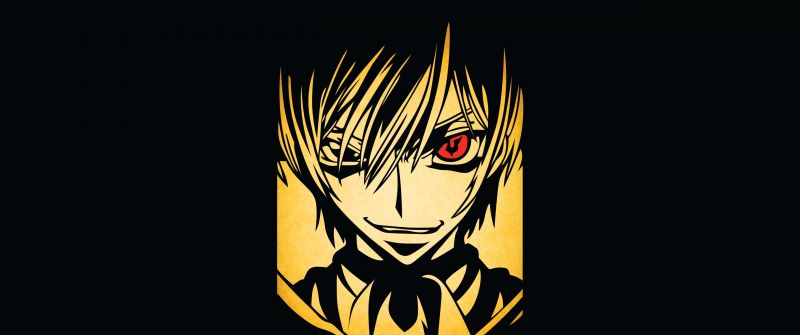 Lelouch Lamperouge, AMOLED, Code Geass, Black background, 5K