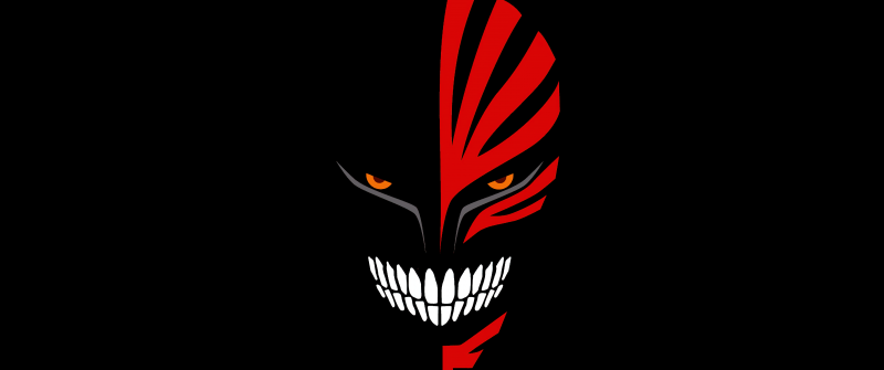 Ichigo Kurosaki, AMOLED, Bleach, Black background, Hollow Mask