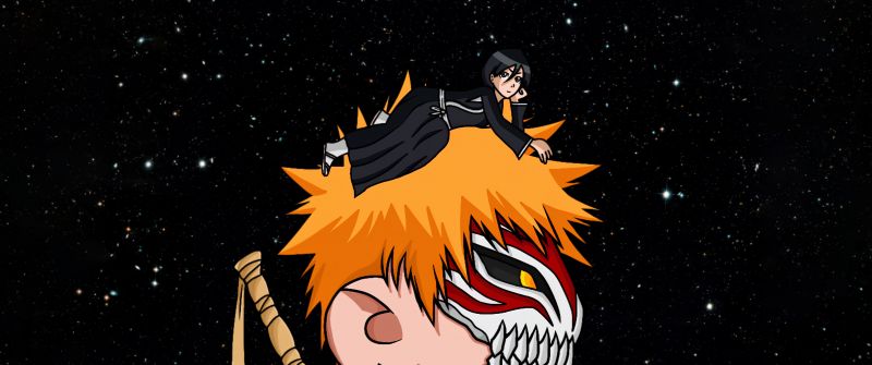 Ichigo Kurosaki, 5K, Bleach, Dark background, Hollow Mask