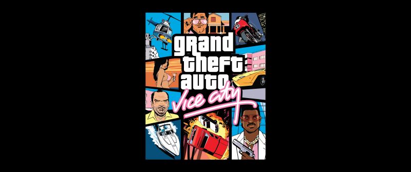 Grand Theft Auto: Vice City, GTA Vice City, Black background, 5K, 8K