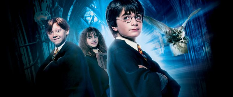 Harry Potter and the Philosopher's Stone, Harry Potter and the Sorcerer's Stone, Daniel Radcliffe as Harry Potter, Emma Watson as Hermione Granger, Ron Weasley