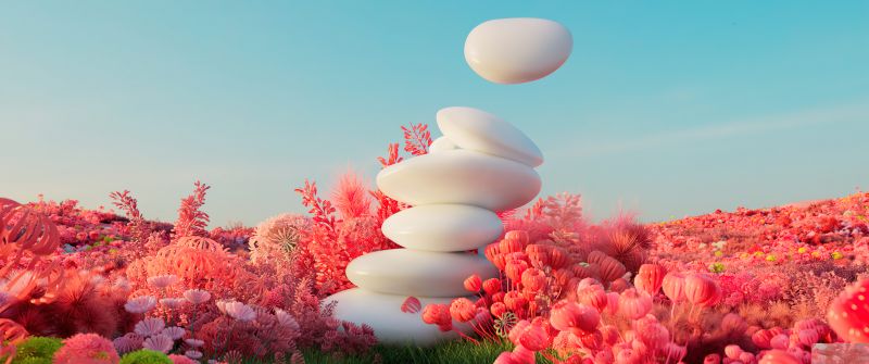 3D Render, Landscape, Surreal, Pebbles, 3D background